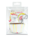 Set déco 24 caissettes + 24 cake toppers Licorne