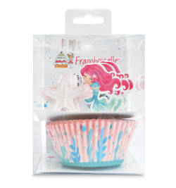 Set déco 24 caissettes + 24 cake toppers Sirène réf.FRA8717