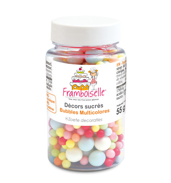 Pot décors sucrés bubbles multicolores 70g - Framboiselle