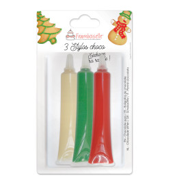 Lot 3 stylos choco (blanc/rouge/vert) 3X25g réf.FRA9788