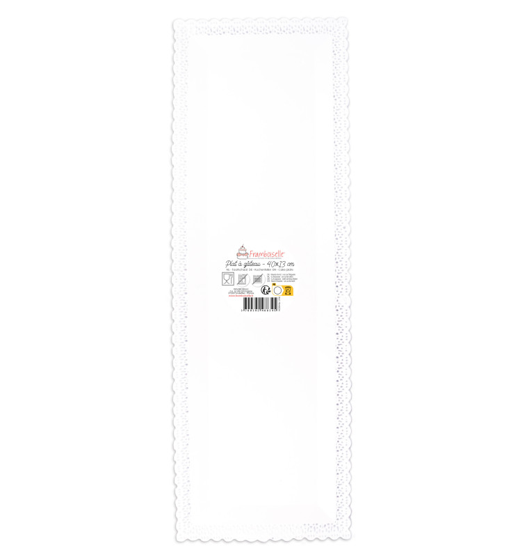 Plat dentelle rectangulaire 13 X 40 cm blanc