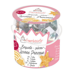 Seau de 12 emporte-pièces en forme de licorne et de princesse pour biscuits et gâteaux