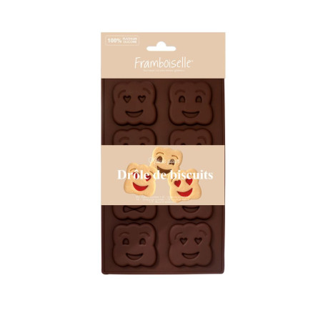 Moule silicone biscuits smiley x8