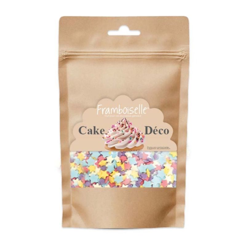 Décoration en sucre Étoiles multicolores