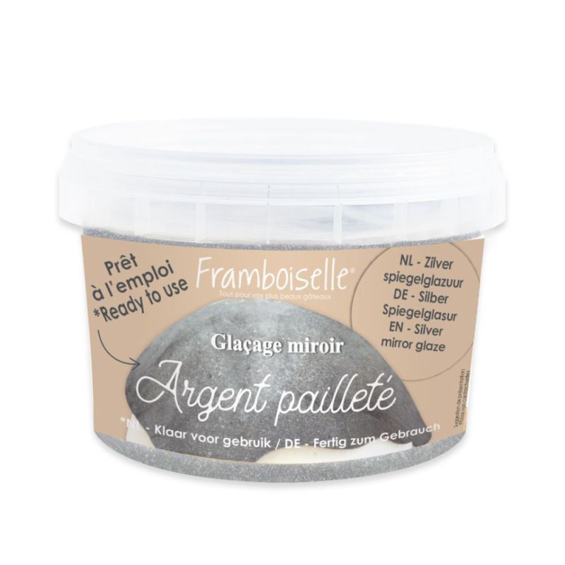 Glaçage miroir prêt à l'emploi argent pailleté