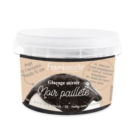 Glaçage miroir prêt à l'emploi noir pailleté