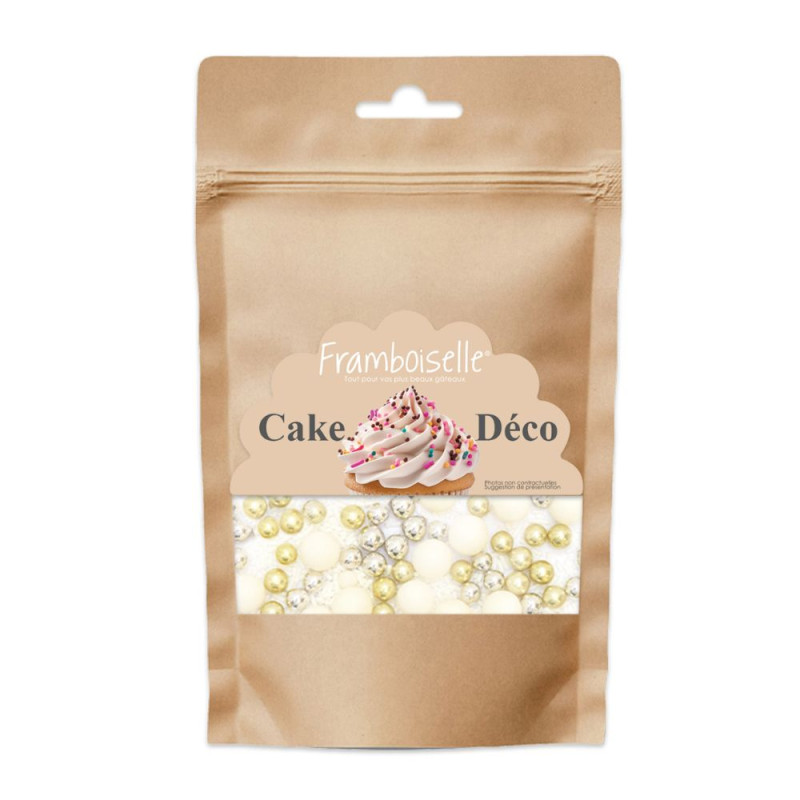 décors sucrés perles blanches et dorées 50g