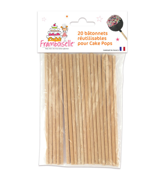 20 bâtonnets en bois pour cake pops