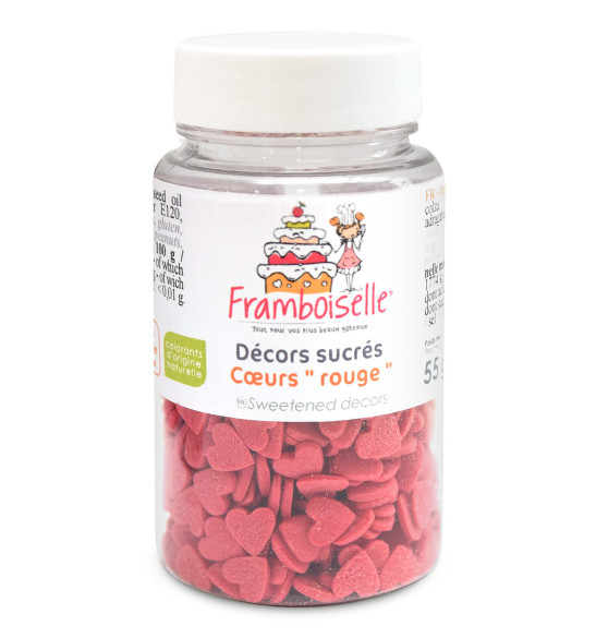 Pot décors sucrés Coeurs rouge 55g