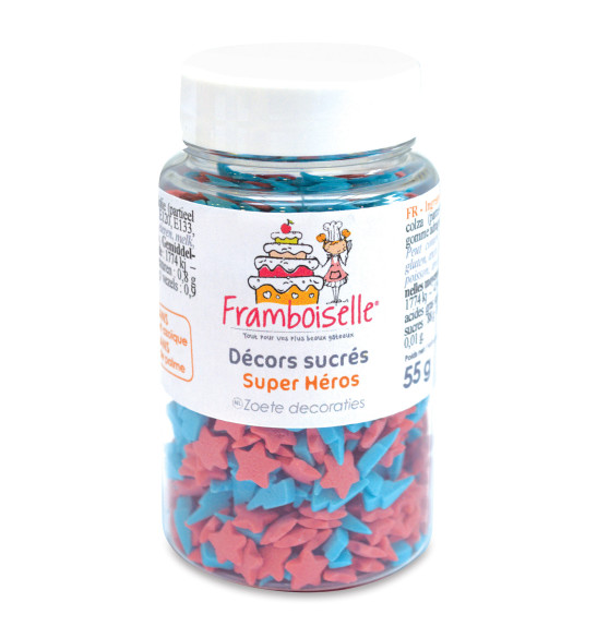 Pot de décors sucrés Super héros 55g Pot de décors sucrés Super héros 55g