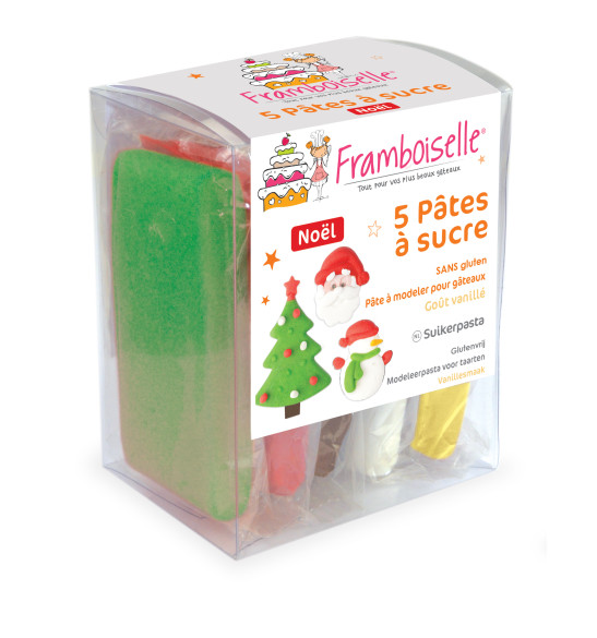5 pâtes à sucre Noël (rouge, vert foncé, blanc, marron, jaune) 400g 5 pâtes à sucre Noël (rouge, vert foncé, blanc, marron, jaune) 400g